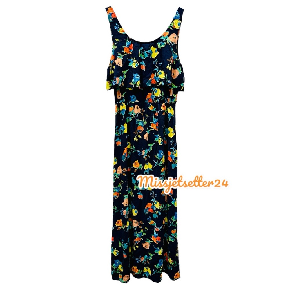 Merona Navy Multi Floral Maxi Dress Size Small